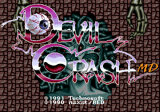 Devil Crash MD (Japan) Title Screen